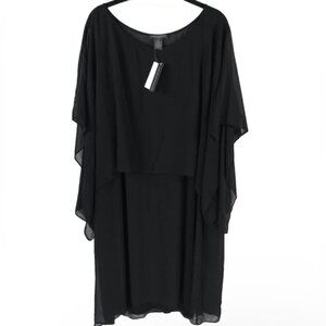 NWT CHELSEA & THEODORE‎ Black Shift Lined Dress Attached Shall 2743086W Size 3X